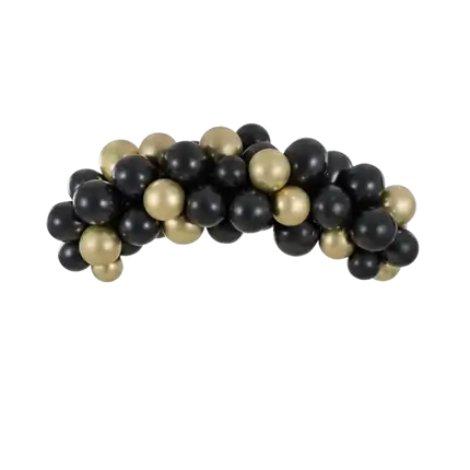 Guld og sort ballonbue - 200 cm