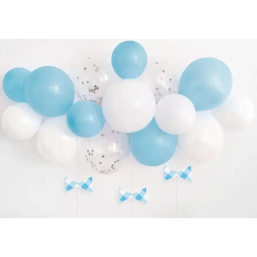 Ballonsæt til buen - Blå/hvid/gennemsigtig