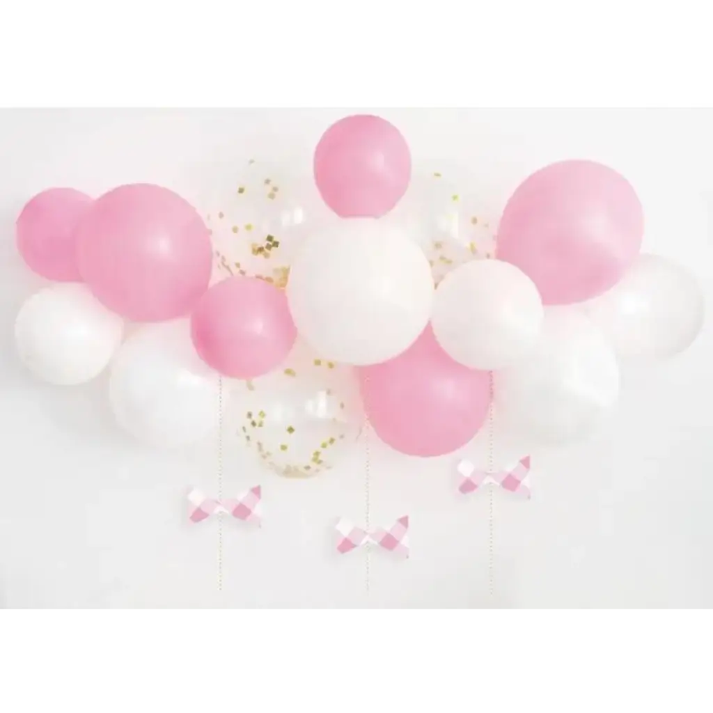 Ballonsæt til buen - lyserød/hvid/transparent
