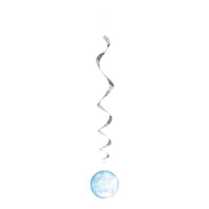 3 blå og sølv vedhængslamper - Baby Shower Boy