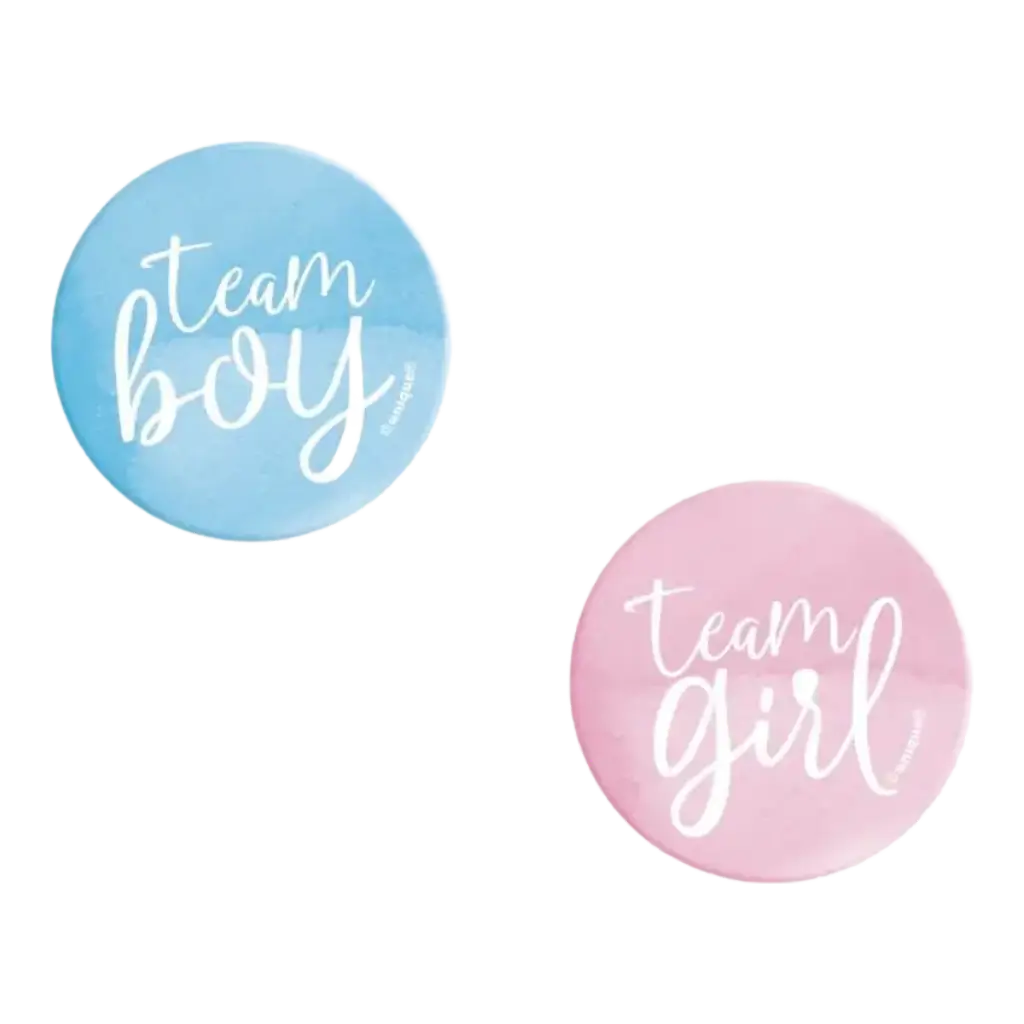 10 Team Girl / Team Boy badges - Goodies til afsløring af køn