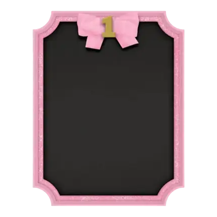 Tavle 1. fødselsdag med lyserødt omrids 23x18cm