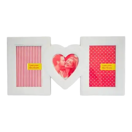 Fotoramme med hvidt hjerte