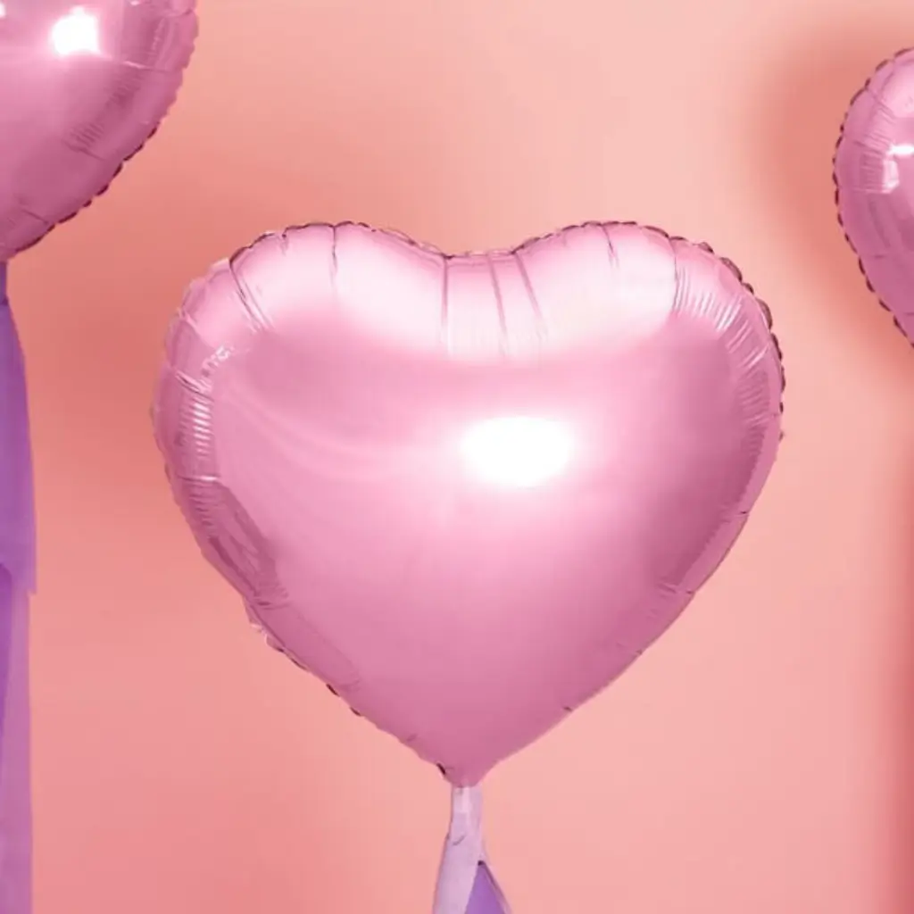 Lyserød hjerte ballon i aluminium - 45 cm