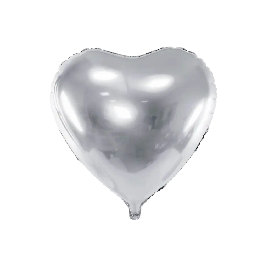 Aluminium Ballon hjerte sølv - 45 cm
