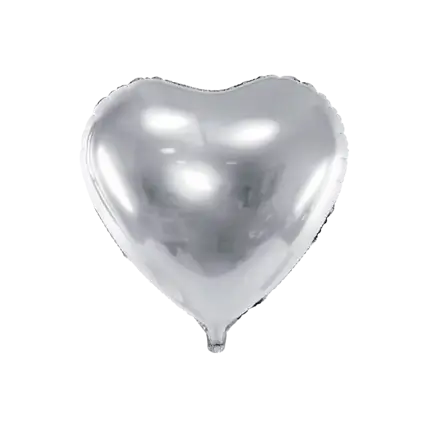 Aluminium Ballon hjerte sølv - 45 cm