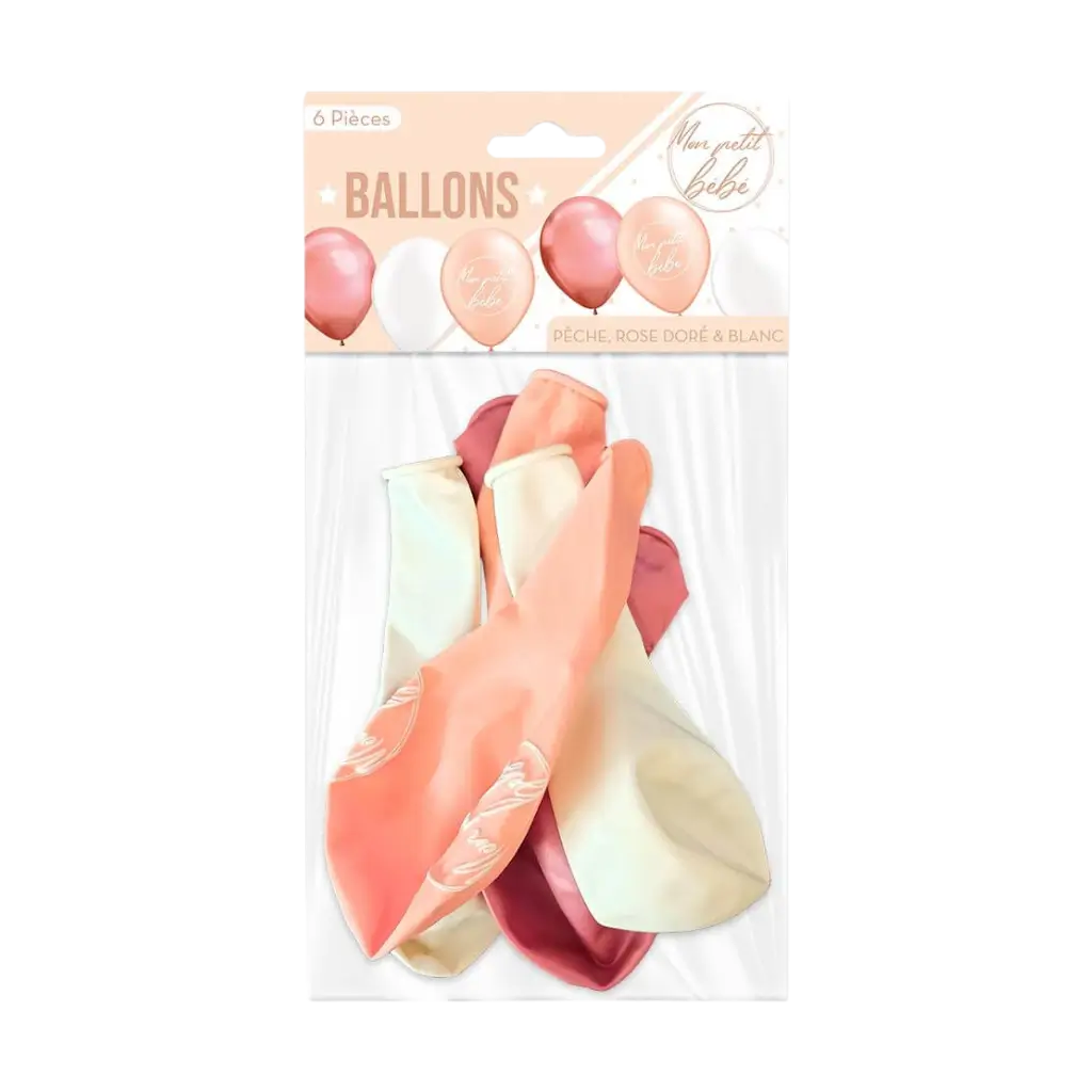 Balloner "Min lille baby" lyserøde - sæt med 6 - 30CM