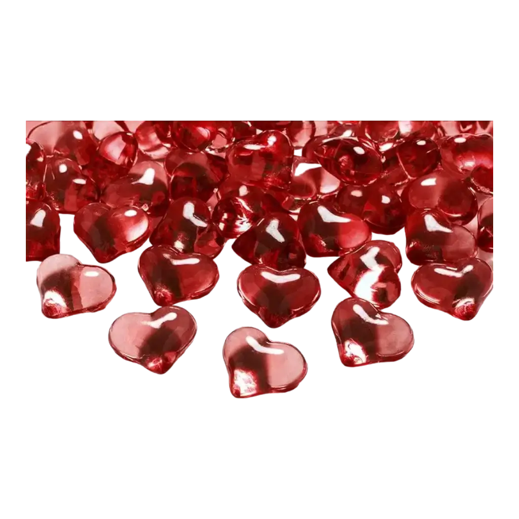 Røde krystalhjerter - LOT AF 30 - 21mm