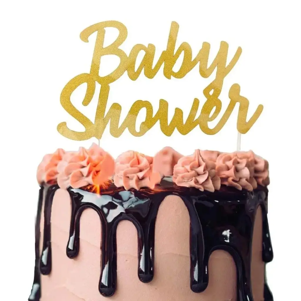 Guld "Baby Shower" kage dekoration