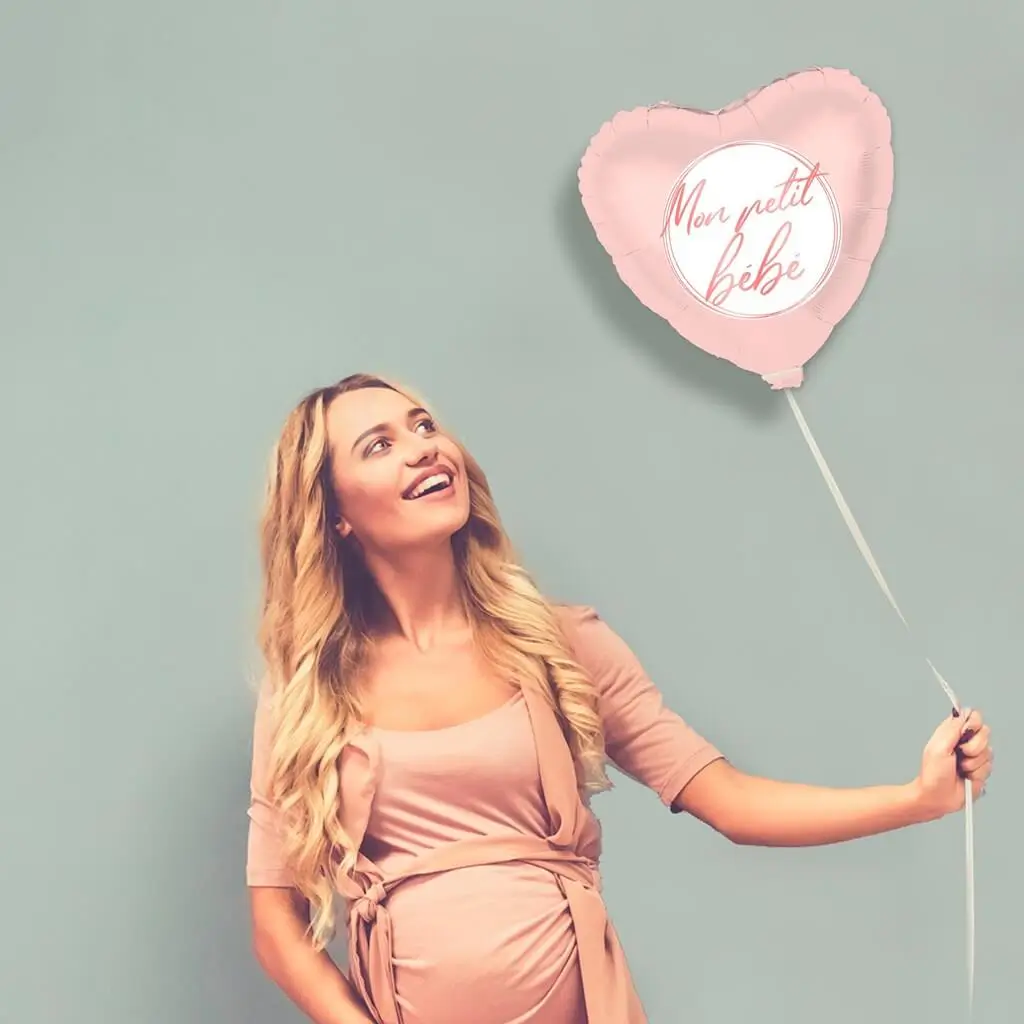 Ballon "Min lille baby" med lyserødt hjerte - 48 cm