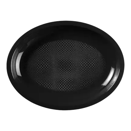 Sort oval tallerken - 25,5x19 cm - sæt med 25 stk.