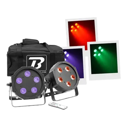 2 LED SPOTLIGHTS - FLAT PAR 5X5W 4IN1 SÆT - BOOMTONE DJ