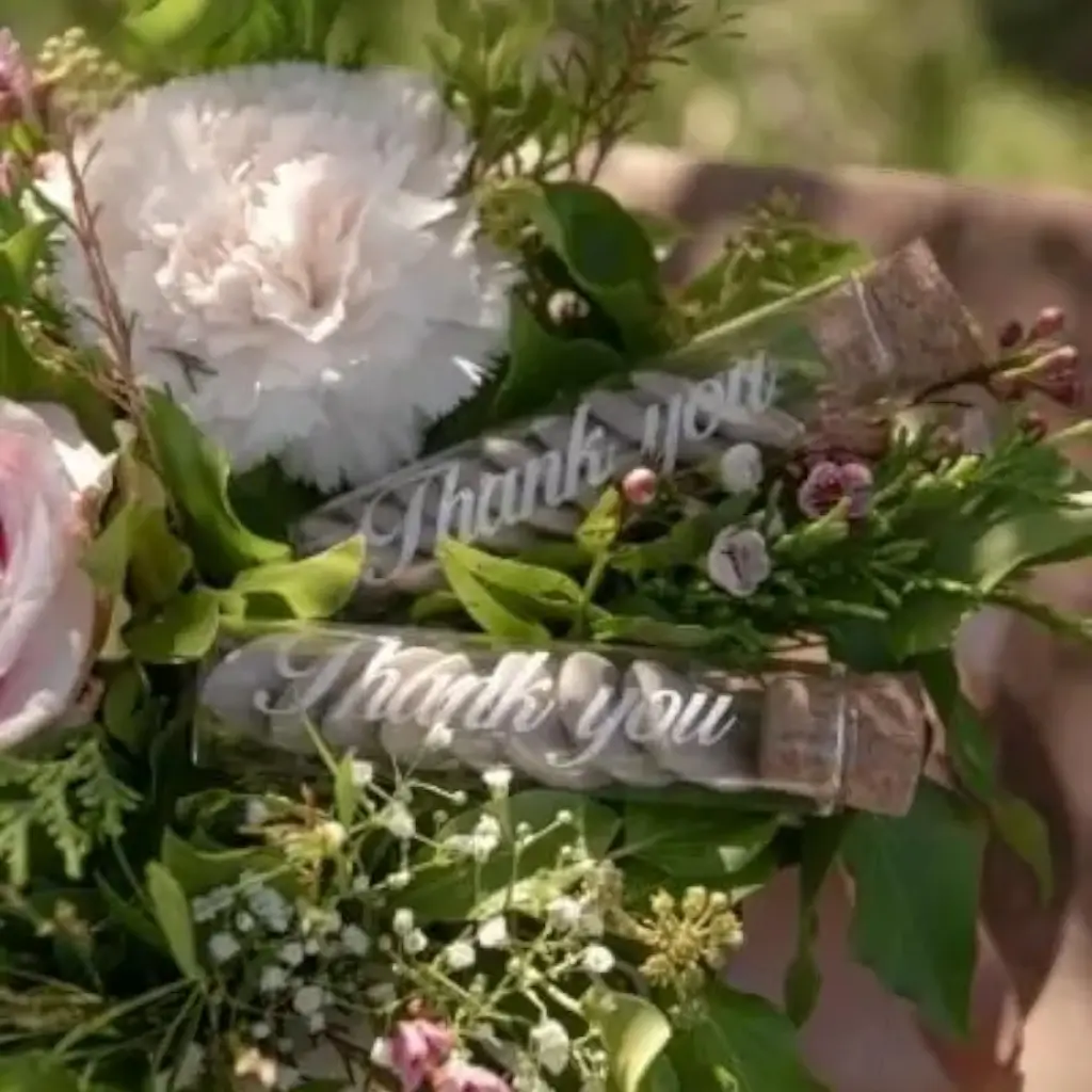 Glasflaske "Tak" - ø 2,2x10cm (sæt med 48)