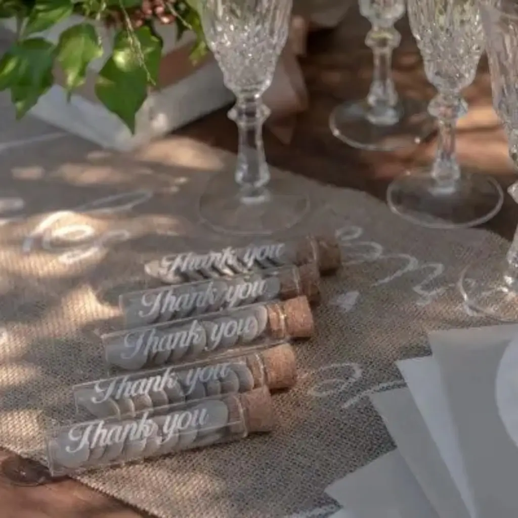 Glasflaske "Tak" - ø 2,2x10cm (sæt med 48)