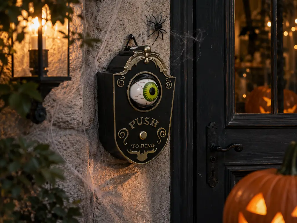 ANIMERET OG KLINGENDE HALLOWEEN-DØRKLOKKE - 25CM