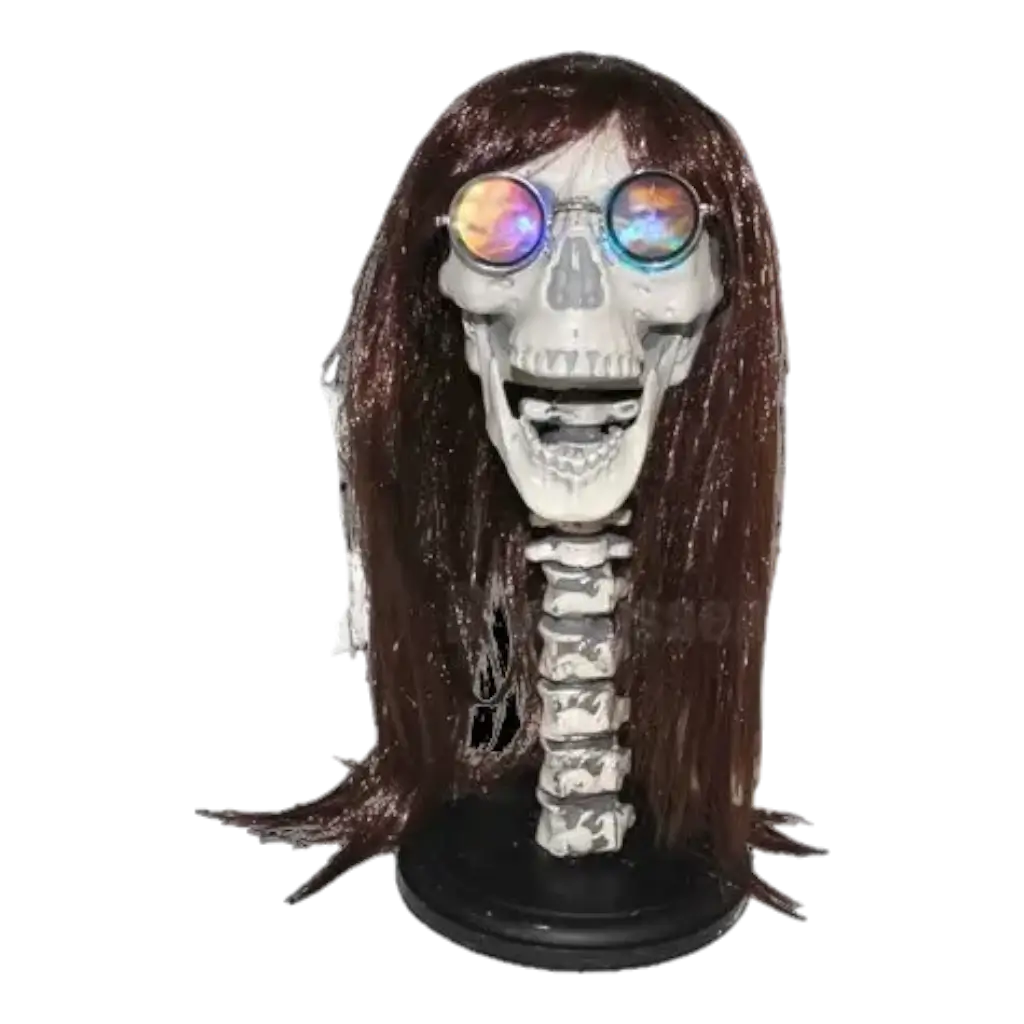 Skelethoved med paryk og briller 43cm