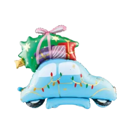 Julebold Bil + Træ/Gaver - Aluminium - 102x100cm