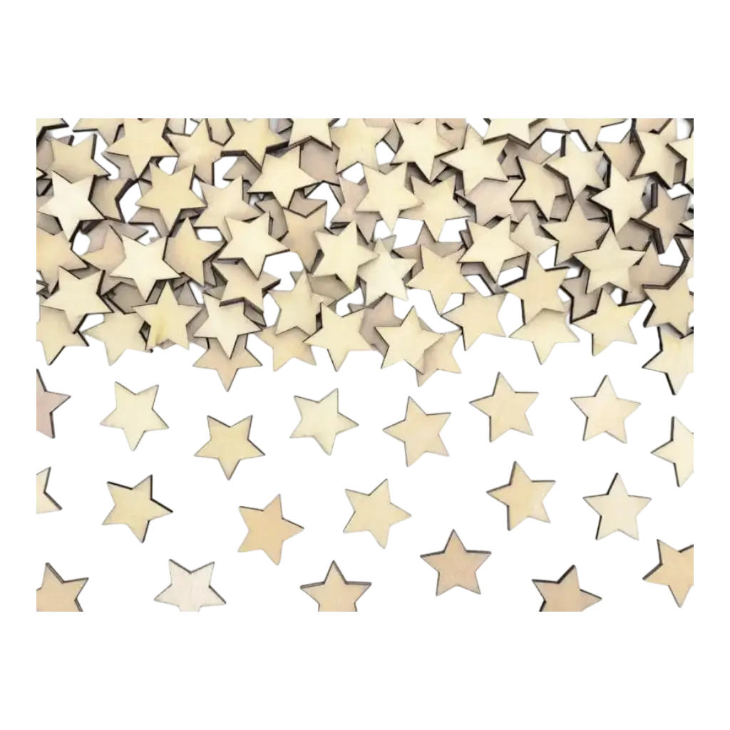 Stjernekonfetti af træ - 2x2cm