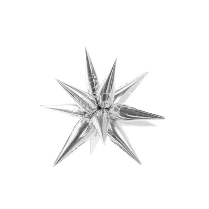 3D Stjerneballon - Mylar - Sølv 70cm