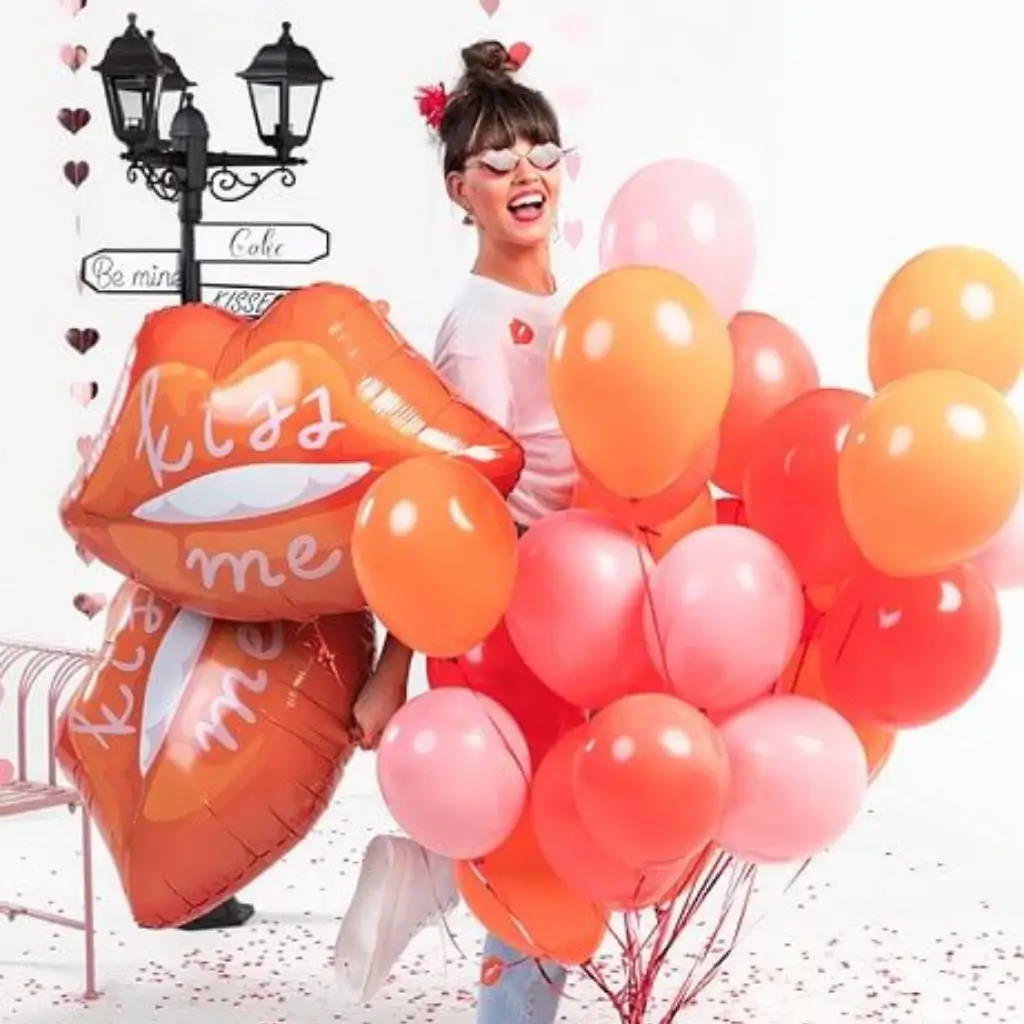 Folieballon - "Kiss Me" Røde Læber - 86,5x65 cm