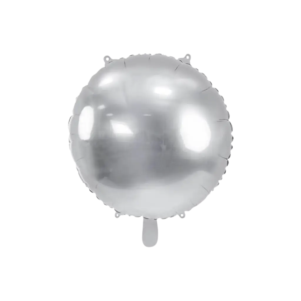Rund metallisk spejleffektballon - Sølv - 45cm