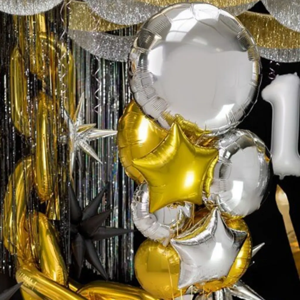 Rund metallisk spejleffektballon - Sølv - 45cm