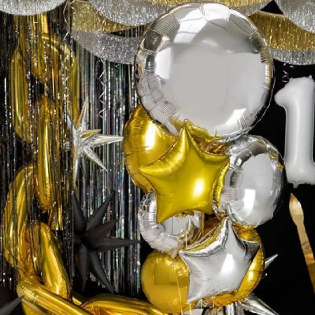 Rund metallisk spejleffektballon - guld - 45cm