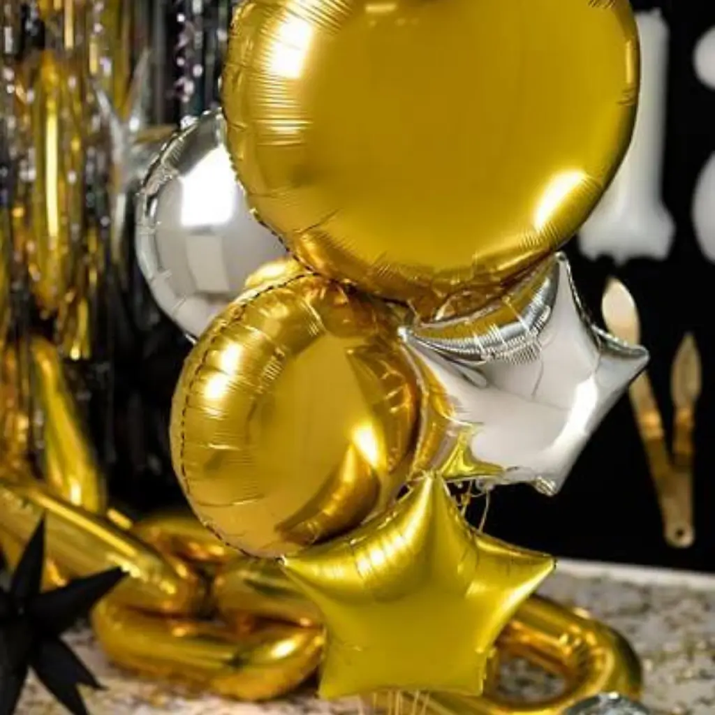 Rund spejl metallisk ballon - guld - 59cm