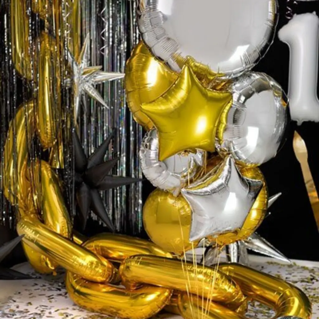 Rund Spejl Metallic Ballon - Guld - 80cm