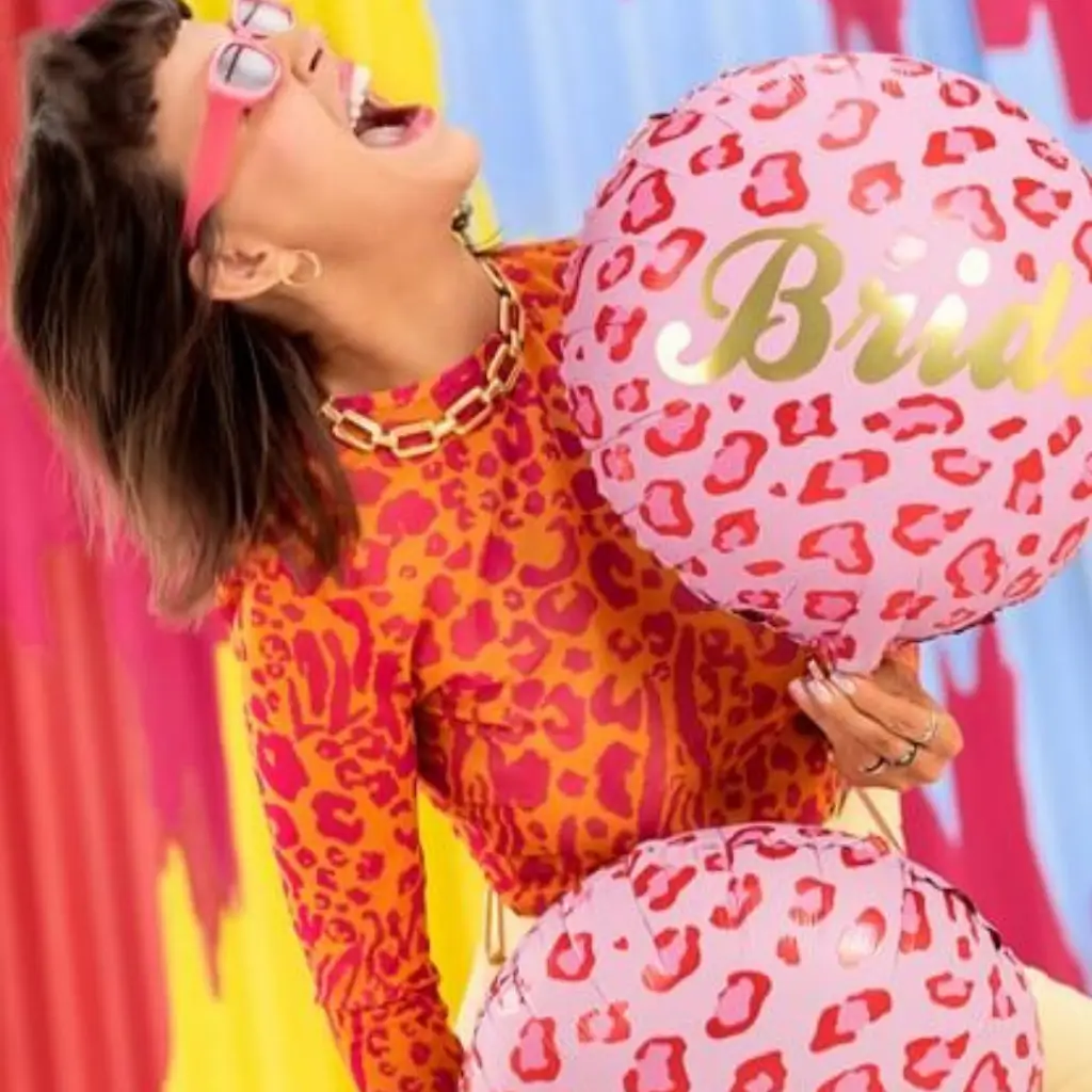 Folieballon - Leopard Pink Strap - 45cm