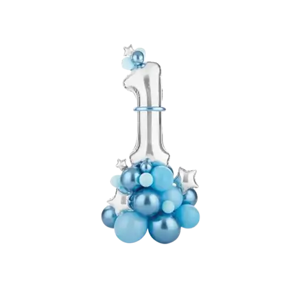 Kæmpeballonbuket - Nummer 1 Blå - 90x140cm