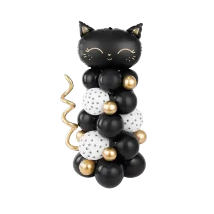 Kæmpe sort kat ballon buket - AT BYGGE - 83x140cm