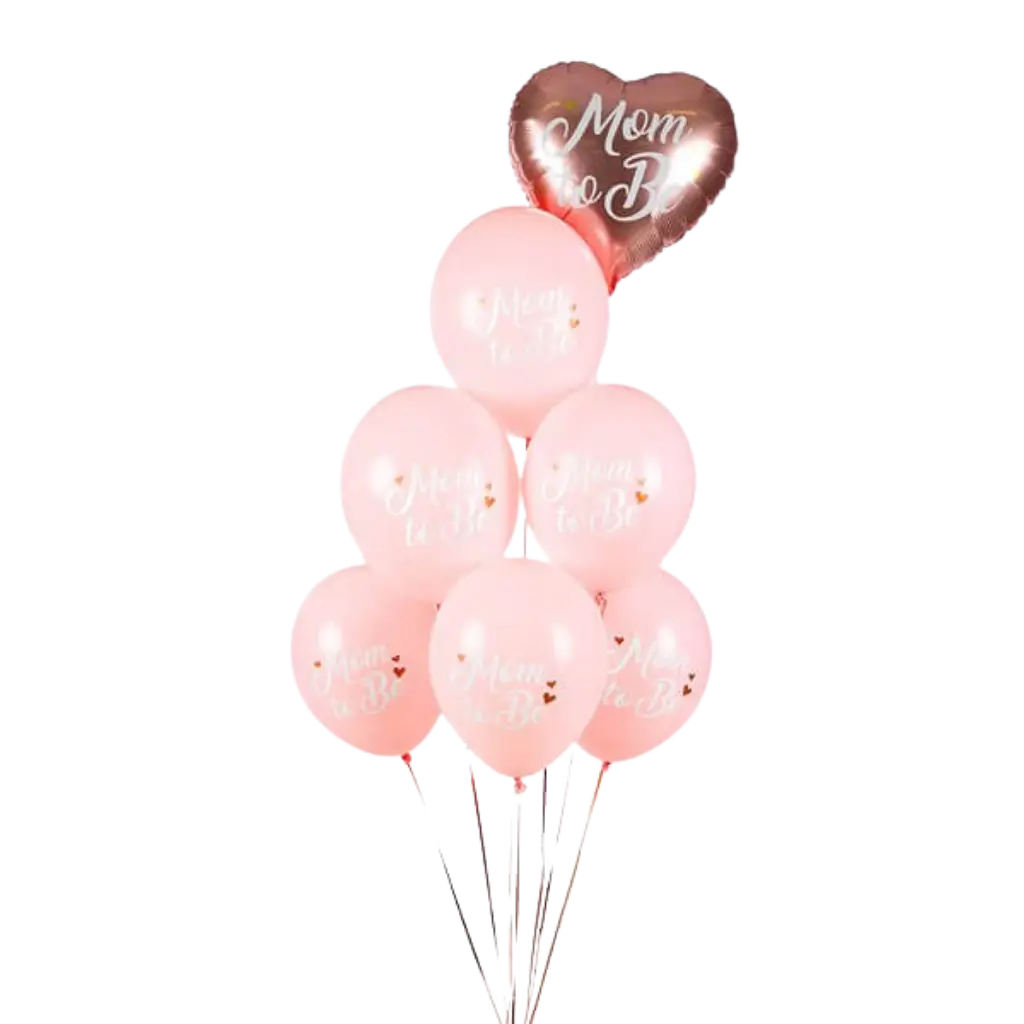Sæt med 6 lyserøde "Mum To Be" balloner - 30 cm
