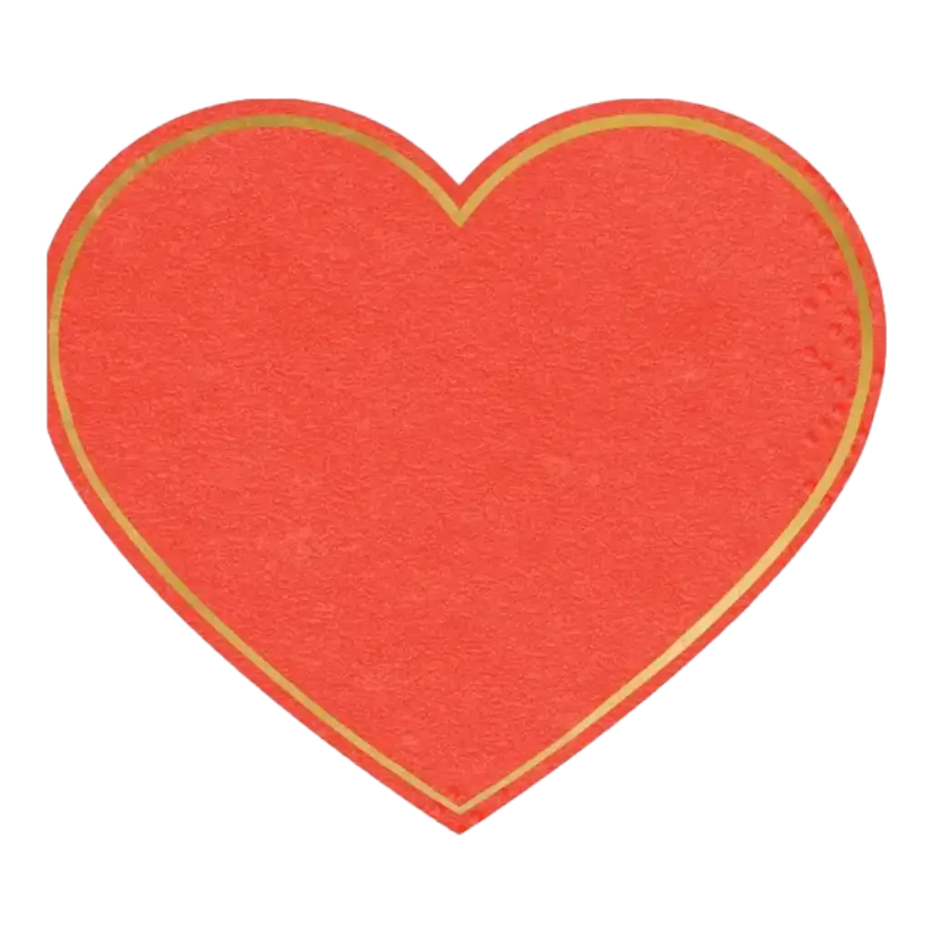 Guld kontur rød hjerteform papirserviet