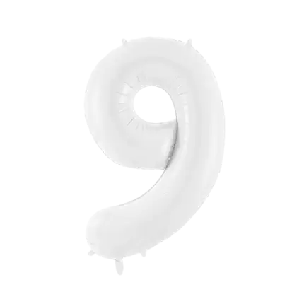 Fødselsdagsballon nummer 9 hvid 86 cm