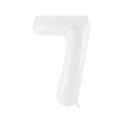Fødselsdagsballon nummer 7 hvid 86 cm