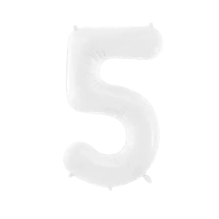 Fødselsdagsballon nummer 5 hvid 86 cm