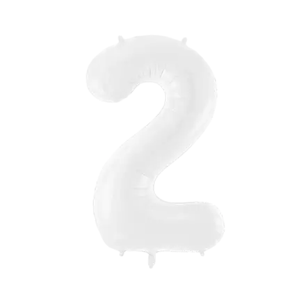 Fødselsdagsballon nummer 2 hvid 86 cm