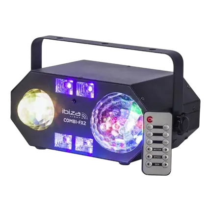 4 i 1 kombineret lyseffekt: vand, astro, UV, strobo