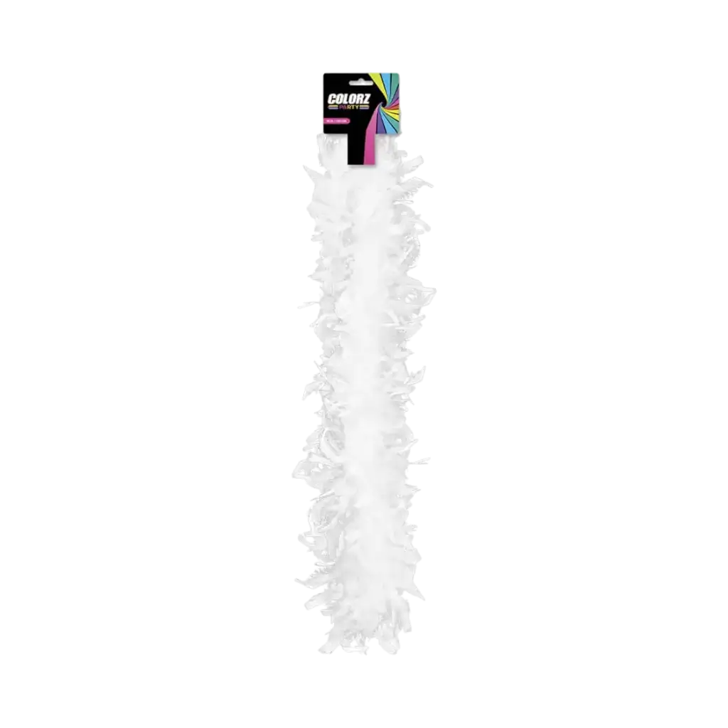 Hvid fjerboa - 180 cm