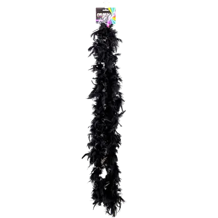 Boa med sort fjer - 180 cm