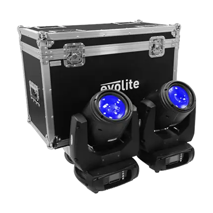 Sæt med 2 Moving Head Lyres med flightcase Moving Beam 7RSET