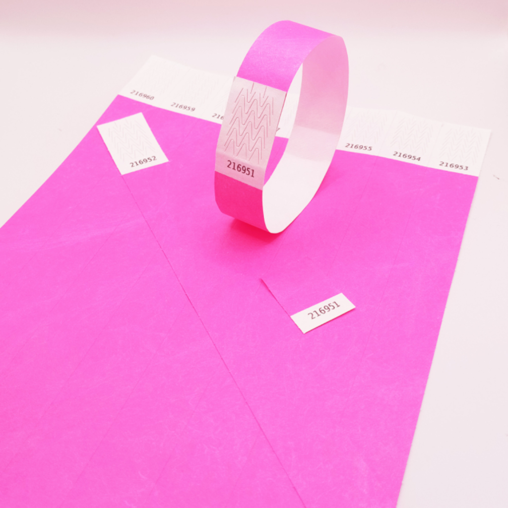 Neon Pink Paper Tyvek®-armbånd uden markering