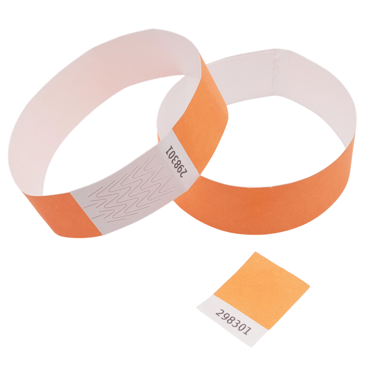 Tyvek® Neon orange papirarmbånd uden markering