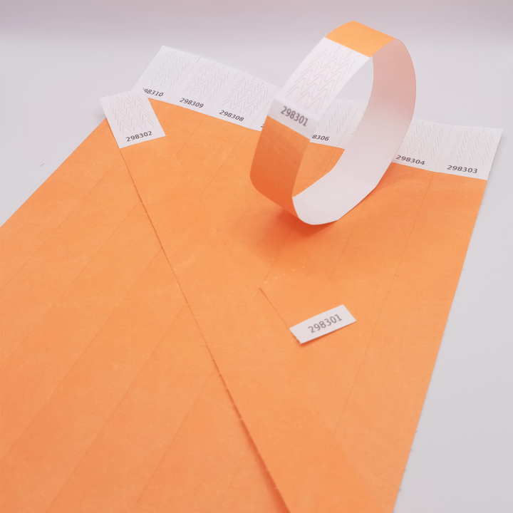 Tyvek® Neon orange papirarmbånd uden markering