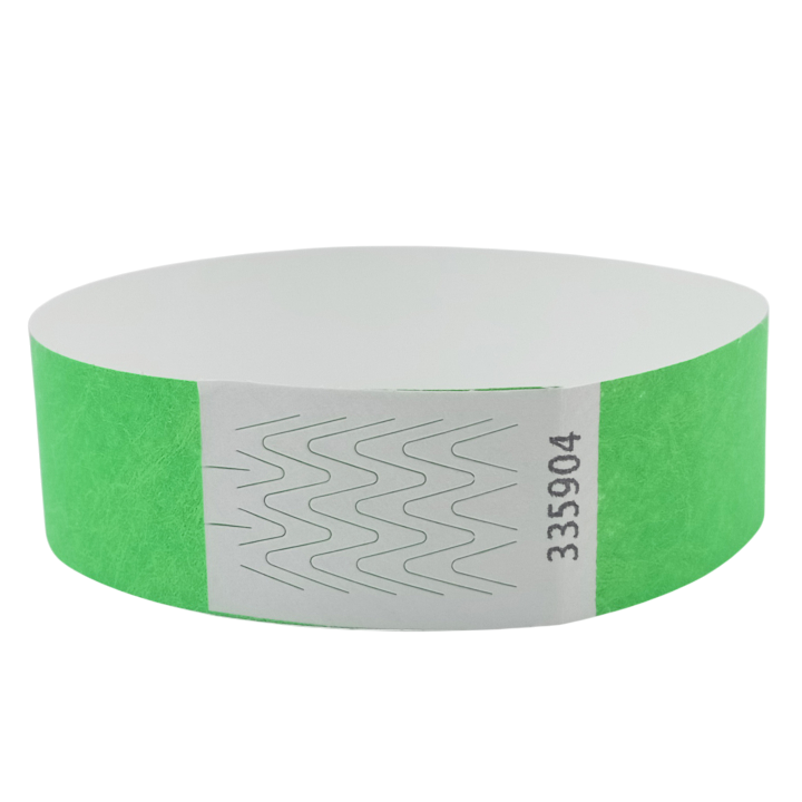 Neongrønt papir Tyvek®-armbånd uden markering