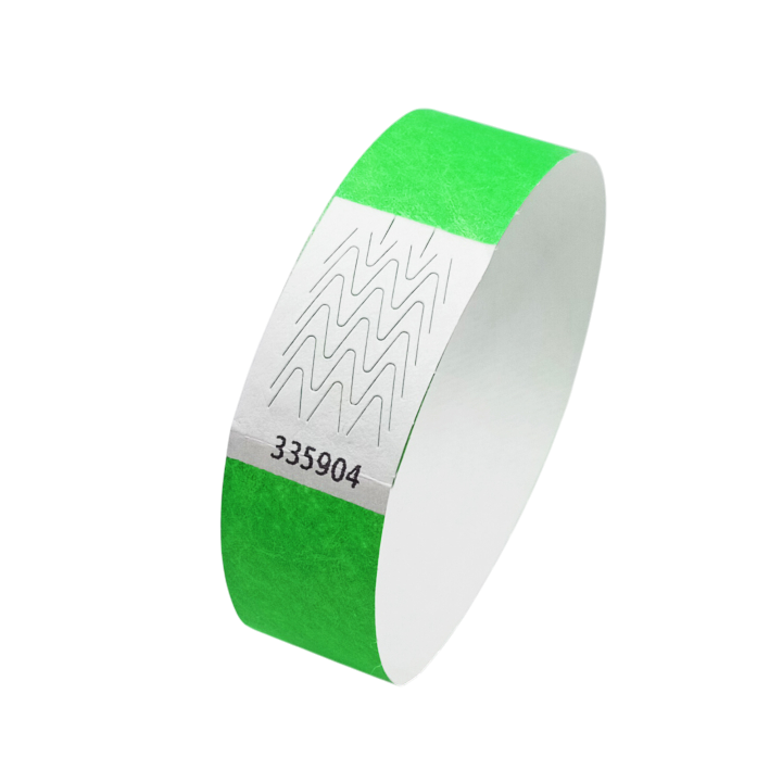 Neongrønt papir Tyvek®-armbånd uden markering