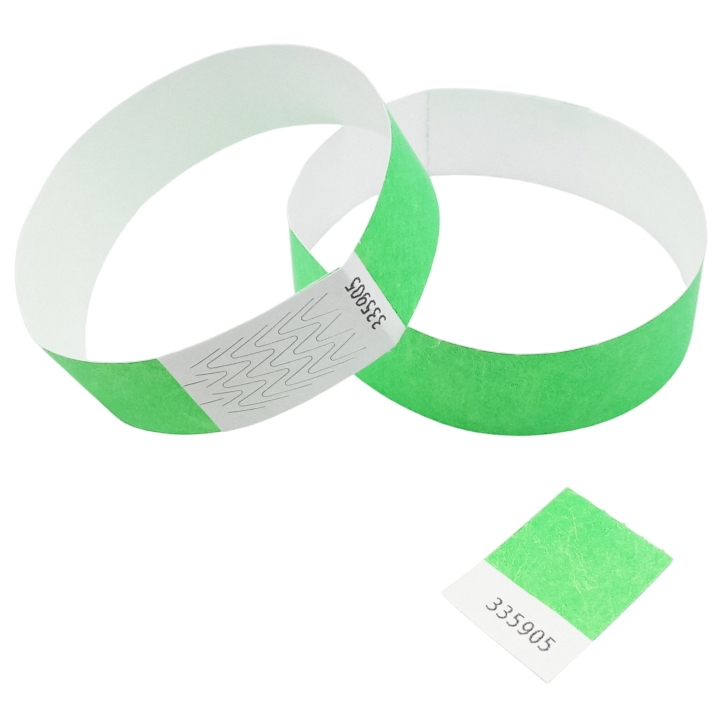 Neongrønt papir Tyvek®-armbånd uden markering