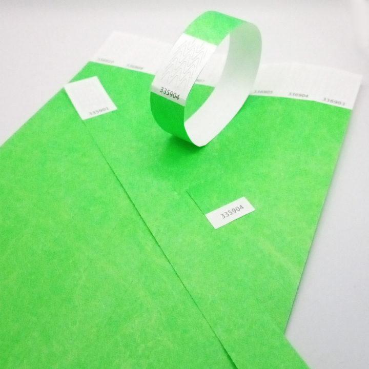 Neongrønt papir Tyvek®-armbånd uden markering