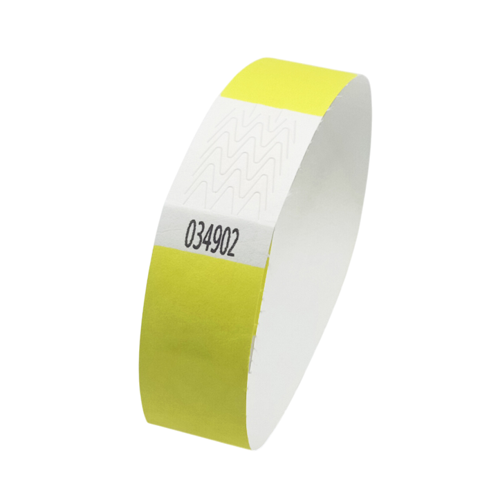 Neon gult papir Tyvek® armbånd uden markering